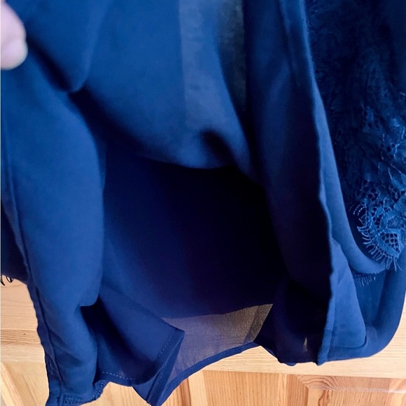 Lush Midnight Blue Lace Trim Cami Top Size Small Adjustable Coquette Girl Boho - Picture 9 of 13